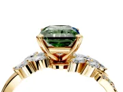 Solitaire Engagement Ring Setting for Fancy Green Radiant Cut Center with Marquise Accent Twist Band and Prong Head in Yellow Gold