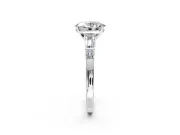 Bar-Set Engagement Ring Setting for Oval Center with Tapered Baguette Accents and Prong Head in Platinum