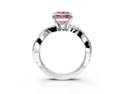Solitaire Engagement Ring Setting for Fancy Pink Princess Cut Center with Half-Pave Crossover Band and Prong Head in Platinum