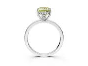 Solitaire Engagement Ring Setting for Fancy Yellow Princess Cut Center with Fine Wire Band and Prong Head in Platinum