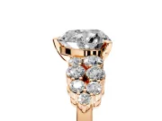 Cluster Engagement Ring Setting for Heart-Shaped Center with 2-Row Shoulder Clusters and Prong Head in Rose Gold
