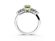 Cluster Engagement Ring Setting for Fancy Yellow Emerald Cut Center with 2-Row Shoulder Clusters and Prong Head in White Gold