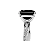 Side Accent Engagement Ring Setting for Fancy Black Asscher Cut Center with Accent Shoulders and Prong Head in White Gold