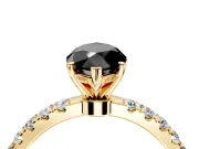 Open Basket Engagement Ring Setting for Fancy Black Marquise Center with Pave Band and Prong Head in Yellow Gold