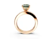 Solitaire Engagement Ring Setting for Fancy Green Princess Cut Center with Channel-Set Accents and Prong Head in Rose Gold