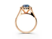 Halo Engagement Ring Setting for Fancy Blue Round Cut Center with Square Band and Prong Head in Rose Gold