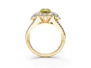 Halo Engagement Ring Setting for Fancy Yellow Emerald Cut Center with Two-Strand Split Shank and Prong Head in Yellow Gold