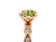 Solitaire Engagement Ring Setting for Fancy Yellow Round Cut Center with Milgrain Bezel Accents and Prong Head in Rose Gold