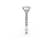 Solitaire Engagement Ring Setting for Radiant Cut Center with Single Row Accent Band and Prong Head in Platinum