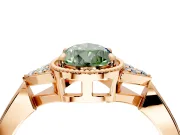 Cluster Engagement Ring Setting for Fancy Green Pear-Shaped Center with Milgrain Shoulder Clusters and Prong Head in Rose Gold