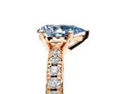Solitaire Engagement Ring Setting for Fancy Blue Pear-Shaped Center with Large Accents and Prong Head in Rose Gold