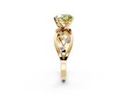 Solitaire Engagement Ring Setting for Fancy Yellow Heart-Shaped Center with Criss-Cross Accent Band and Prong Head in Yellow Gold