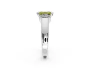 Solitaire Engagement Ring Setting for Fancy Yellow Emerald Cut Center with Wide Band, Pave Collar and Prong Head in Sterling Silver