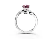 Solitaire Engagement Ring Setting for Fancy Pink Radiant Cut Center with Pave Bypass Twist Band and Prong Head in Platinum