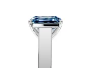 Solitaire Engagement Ring Setting for Fancy Blue Emerald Cut Center with Tapered Split Shoulders and Prong Head in Sterling Silver