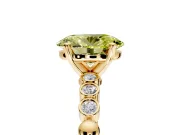 Solitaire Engagement Ring Setting for Fancy Yellow Oval Center with Bezel-Dot Beaded Band and Prong Head in Yellow Gold