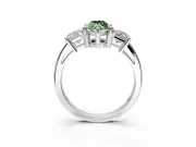 3 Stone Engagement Ring Setting for Fancy Green Marquise Center with Matching Side Accents and Prong Head in Platinum