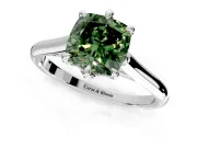 Solitaire Engagement Ring Setting for Fancy Green Cushion Cut Center with Cathedral Band and Prong Head in Platinum