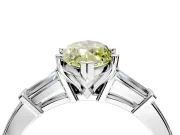3 Stone Engagement Ring Setting for Fancy Yellow Marquise Center with Channel Baguette Accents and Prong Head in Platinum