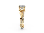 Solitaire Engagement Ring Setting for Princess Cut Center with Pave and Plain Crossover Band and Prong Head in Yellow Gold