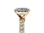 Open Basket Engagement Ring Setting for Emerald Cut Center with Pave Band and Prong Head in Yellow Gold