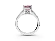 Solitaire Engagement Ring Setting for Fancy Pink Princess Cut Center with Pave Rail Split Shank and Prong Head in Platinum