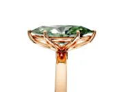 Solitaire Engagement Ring Setting for Fancy Green Marquise Center with Thin Rounded Plain Band and Prong Head in Rose Gold
