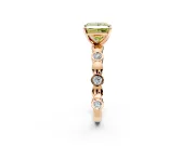 Solitaire Engagement Ring Setting for Fancy Yellow Princess Cut Center with Beaded Bezel Station Band and Prong Head in Rose Gold