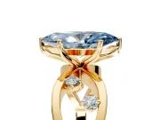 Solitaire Engagement Ring Setting for Fancy Blue Marquise Center with Criss-Cross Accent Band and Prong Head in Yellow Gold