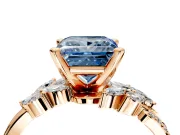Solitaire Engagement Ring Setting for Fancy Blue Princess Cut Center with Marquise Accent Twist Band and Prong Head in Rose Gold