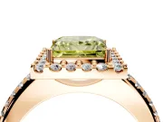 Pave Halo Engagement Ring Setting for Fancy Yellow Princess Cut Center with Single Row Pave Band and Prong Head in Rose Gold