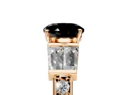 Channel-Set Engagement Ring Setting for Fancy Black Round Cut Center with Baguette Band and Prong Head in Rose Gold