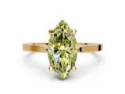 Solitaire Engagement Ring Setting for Fancy Yellow Marquise Center with Tapered Shoulders and Prong Head in Yellow Gold