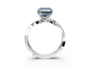 Solitaire Engagement Ring Setting for Fancy Blue Asscher Cut Center with Pave and Plain Crossover Band and Prong Head in Sterling Silver