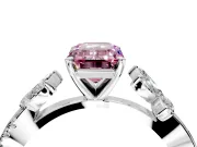 Floral Engagement Ring Setting for Fancy Pink Emerald Cut Center with Trailing Marquise Accents and Prong Head in Sterling Silver
