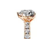 Solitaire Engagement Ring Setting for Heart-Shaped Center with Large Accent Band and Prong Head in Rose Gold