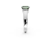 Solitaire Engagement Ring Setting for Fancy Green Asscher Cut Center with Wide Band, Pave Collar and Prong Head in Platinum