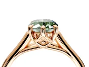 Solitaire Engagement Ring Setting for Fancy Green Oval Center with Cathedral Band and Prong Head in Rose Gold