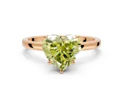 Hidden Halo Engagement Ring Setting for Fancy Yellow Heart-Shaped Center with Plain Band and Tall Prong Head in Rose Gold