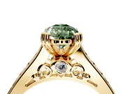 Solitaire Engagement Ring Setting for Fancy Green Pear-Shaped Center with Channel Band and Double Claw Prong Head in Yellow Gold