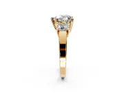 3 Stone Engagement Ring Setting for Heart-Shaped Center with Matching Side Accents and Prong Head in Yellow Gold