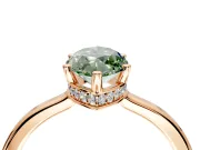 Hidden Halo Engagement Ring Setting for Fancy Green Marquise Center with Wide Flat Plain Band and Prong Head in Rose Gold