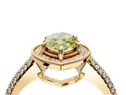 Milgrain Halo Engagement Ring Setting for Fancy Yellow Marquise Center with Three-Sided Pave Band and Prong Head in Yellow Gold
