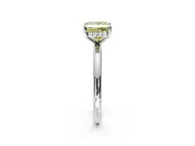 Hidden Halo Engagement Ring Setting for Fancy Yellow Princess Cut Center with Thin Rounded Band and Prong Head in Sterling Silver
