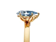 Solitaire Engagement Ring Setting for Fancy Blue Pear-Shaped Center with Thin Rounded Plain Band and Prong Head in Yellow Gold