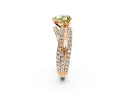 Solitaire Engagement Ring Setting for Fancy Yellow Heart-Shaped Center with Woven 3-Strand Pave Band and Prong Head in Rose Gold