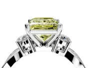 3 Stone Engagement Ring Setting for Fancy Yellow Princess Cut Center with Pave Twist Band and Prong Head in Platinum