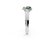 Halo Engagement Ring Setting for Fancy Green Heart-Shaped Center with Knife Ridge Cathedral Band and Prong Head in White Gold