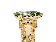 Solitaire Engagement Ring Setting for Fancy Green Marquise Center with Filigree Accent Basket and Prong Head in Yellow Gold