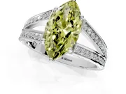 Split Shank Engagement Ring Setting for Fancy Yellow Marquise Center with Pave Split Shank and Prong Head in Platinum